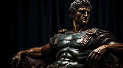 Obraz premium Bronze statue of Roman emperor majestic