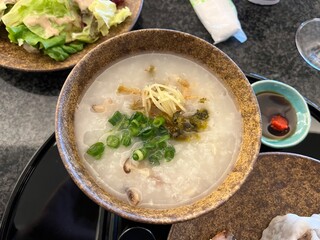 キノコと鶏肉の粥