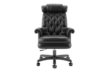 Black office chair isolated on transparent background