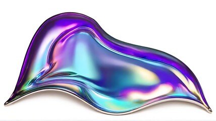 Energy Flow Background with metallic pink and blue Abstract iridescent shape 3d render on white background.