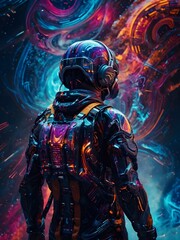 fantasy person with colors in space 