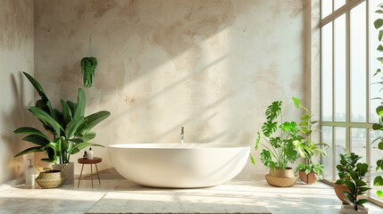 modern bathroom, clear background, nature color