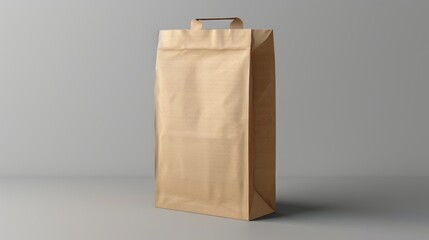 Paper bag mockup isolated on grey background in 3D rendering, open