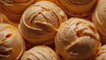 Orange flavor gelato - full frame background detail. Close up of a orange surface texture of Orange Ice cream