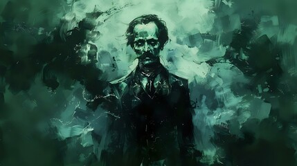Edgar Allan Poe Zombie: Full Body, Dark and Spooky Theme