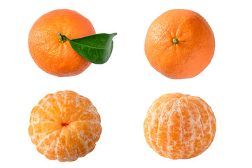 Mandarine or tangerine isolated on white Background. Food background.