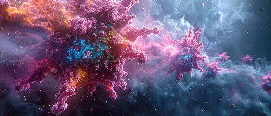 Obraz premium Hyper-detailed visual representation of a virus cell microbe in a realistic 3D rendering.