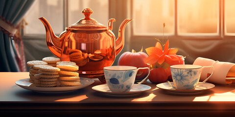 Afternoon tea  wallpaper Stock Photographic Image

