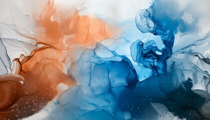 Blue and Orange Harmony: Abstract Vector Watercolor Palette"