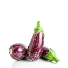 Ripe graffiti eggplants isolated on a white background. Food concept.