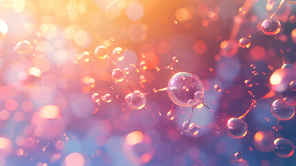 Abstract PC desktop wallpaper background with flying bubbles on a colorful background