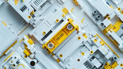 Futuristic Lego Phone: Internal Structure, Smooth Arc Lines, Top View