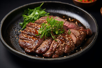 Sliced Steak with Sesame Seeds and Herbs