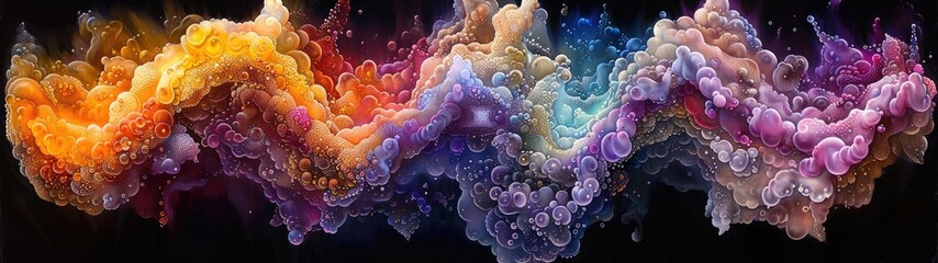 DNA structure illustrated with a combination of vibrant and dark colors, emphasizing its complexity in a visually striking manner