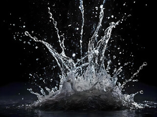 Water splash on black background studio shot