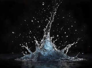 Water splash on black background studio shot