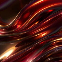Obraz premium Abstract Red Swirls Background: Smooth, Glossy Digital Art Flow
