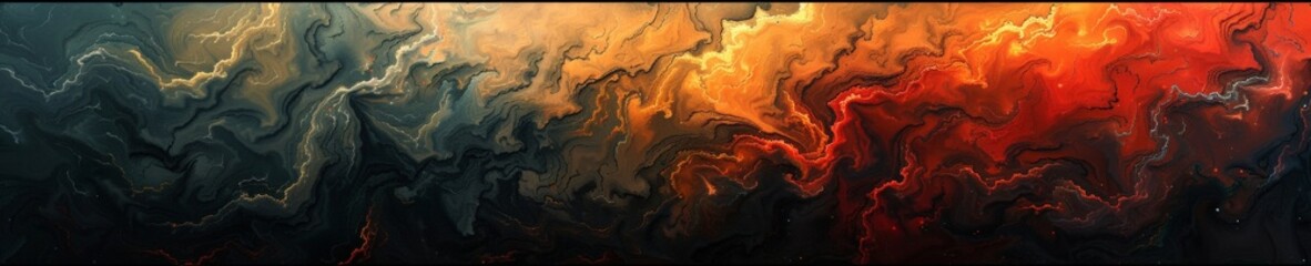 Abstract Fiery Waves and Cool Shadows Digital Artwork