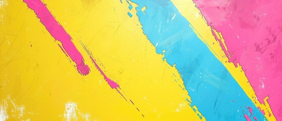 yellow background adorned with pink and blue stripes and abstract shapes, perfect for a modern poster design.