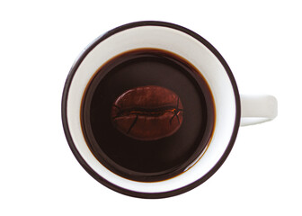 cup of coffee with a coffee bean isolated