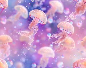 delicate jellyfish floating gracefully amidst shimmering bubbles