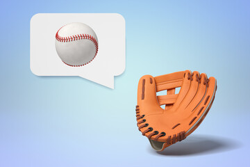Baseball glove and ball concept in speech bubble