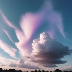 Fototapeta na wymiar Magnificent display of iridescent cumulus, cirrus, stratus, and nimbus cloud formation.