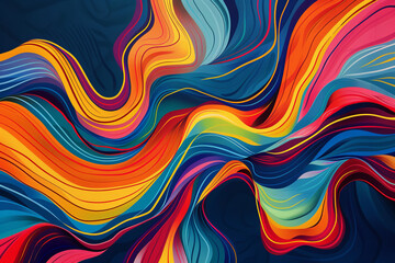 Obraz premium Wavy lines create a fluid pattern with vibrant colors in abstract design 