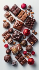 Craft a visually sumptuous scene of various chocolate treats