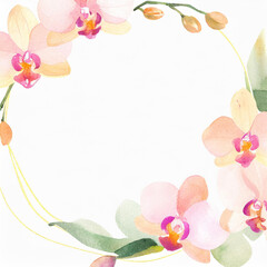 Fototapeta premium Watercolor orchid flower frame border background
