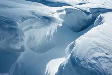 snowdrift partially covering crevasse opening winter landscape photography