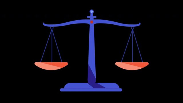 Weight scale balance with transparent background - Animation of classic retro weight balancing from side to side in flat design vector style