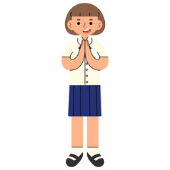 Thai school uniform 3 cute, png illustration.