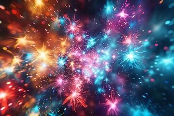 vibrant explosions of color illuminating the night sky abstract fireworks display digital illustration