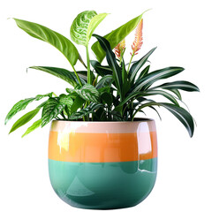Beautiful plant in colorful ceramic pot clip art
