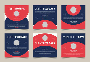 Client feedback or testimonial social media post, Customer Review banner, Testimonial banner