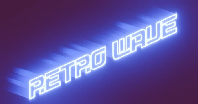 Retro Futuristic 80s font style. 3d text glow effect template video for game, misic title, poster headline, old style. 3d render.