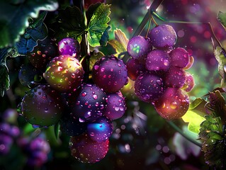 A bountiful harvest of glistening grapes, plump and juicy, bursting with flavor. The perfect embodiment of nature's abundance.