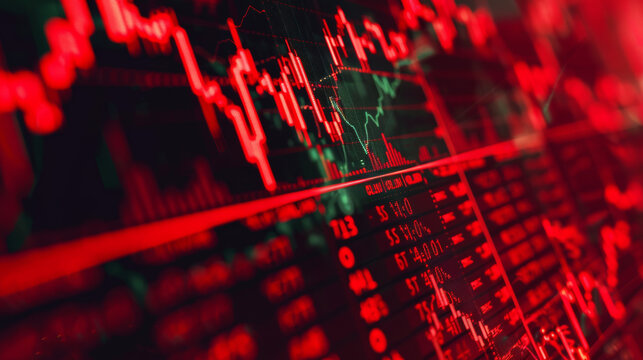 Close-up of a stock market screen showing drastic red declines, focusing on the chaos in financial markets