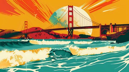 Coffee Shop Hero Header: Golden Gate Bridge Image with Surf Culture
