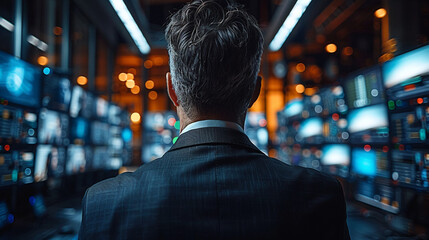 Fototapeta premium Cybersecurity Analyst Monitoring Network Security in Data Center