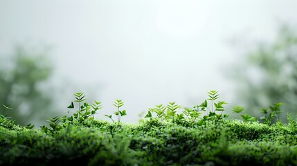 Minimalist Moss and Plants: White Space, Simple Style, High Definition