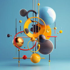 Geometric Harmony Abstract Composition with Spheres and Lines Illustration Background Cover Wallpaper Series