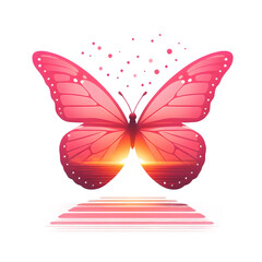 Pink Butterfly flying on sunset hues vector Sublimation Clipart