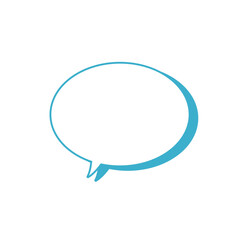 シンプルな水色楕円形吹き出し_主線あり_影あり_左向き単品