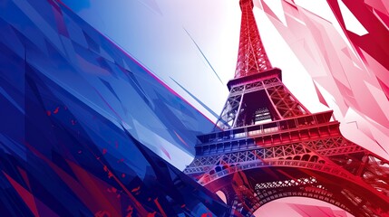 background image with the Eiffel tower and the palette of french flag