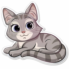 Fototapeta premium Cute cat cartoon on a White Canvas Sticker,vector image