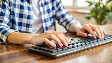 Typing on keyboard, closeup image 