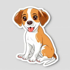 Cute dog cartoon on a White Canvas Sticker,vector image