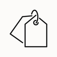 Tag line icon. Shopping and E-commerce label sign, symbol. Isolated on a white background. Pixel perfect. Editable stroke. 64x64.